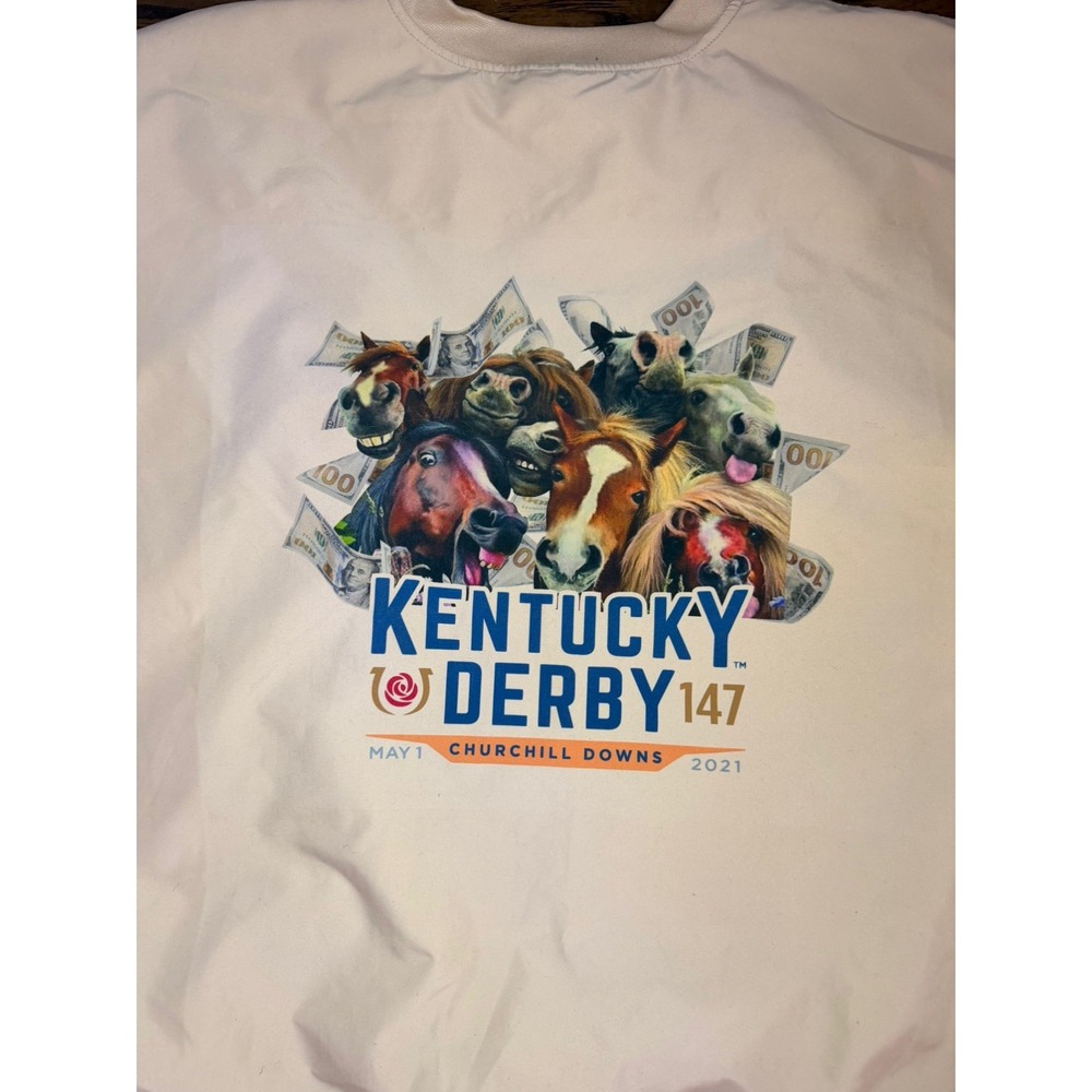 Badger Sport Kentucky Derby 147 Windshirt Mens 2XL Cream V-Neck Pullover 2021